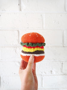 Burger Organic Crochet Squeaky Toy